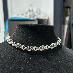 Vintage Silver Tone Chain Earrings & Necklace 14”-17”